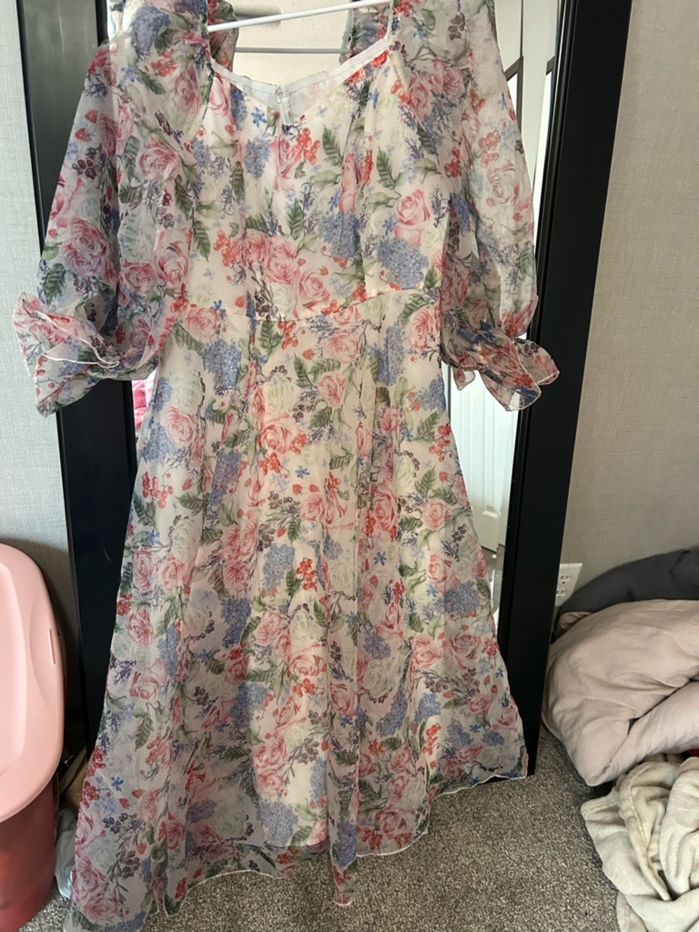 SHEIN Pastel Floral Maxi Dress in Pink & Blue